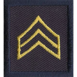 1.5 X 1.25 INCH SARGEANT SHOULDER INSIGNIA GOLD/NAVY