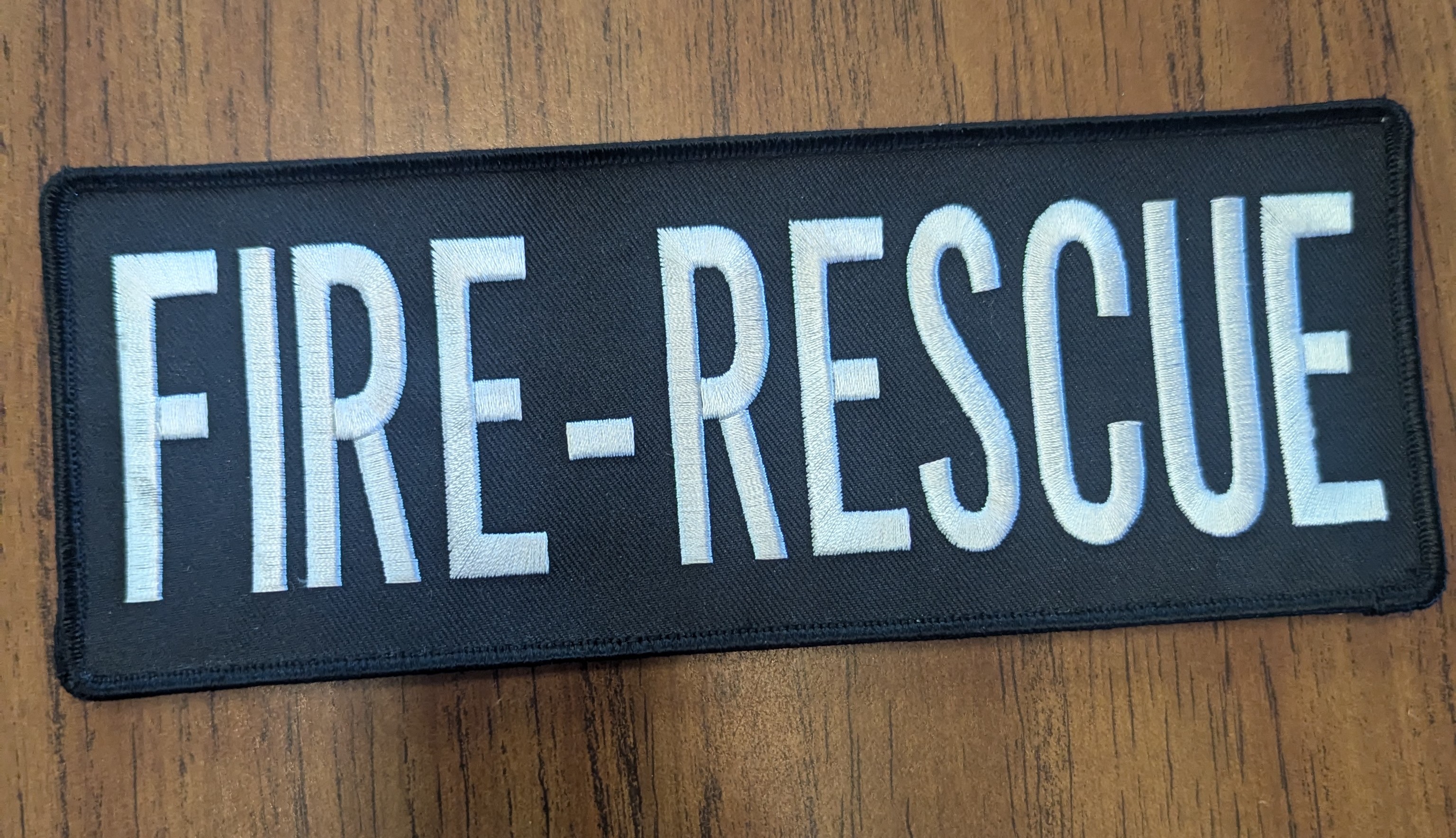 3"x8" VELCRO PATCH FIRE-RESCUE BLACK AND WHITE