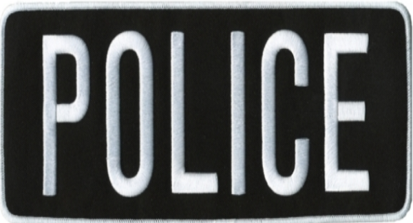 11X4 INCH POLICE VELCRO PATCH WHITE ON BLACK