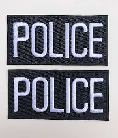 4X2 INCH POLICE VELCRO PATCH WHITE ON BLACK